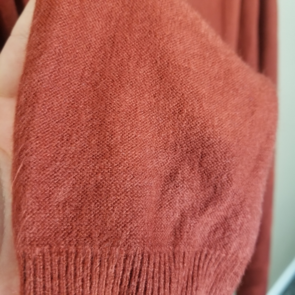 Carol Rose rust red open front waterfall cardigan - Picture 2 of 2
